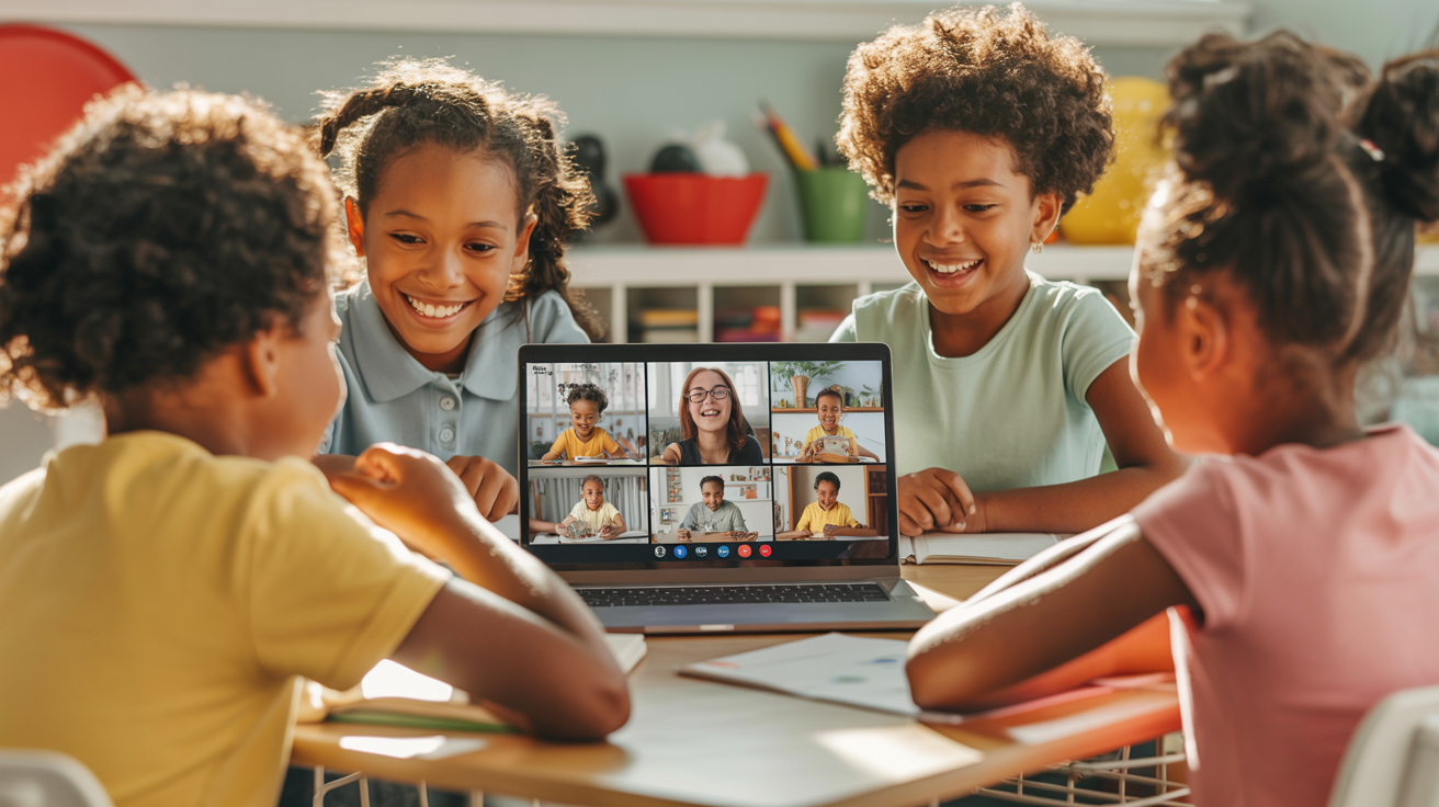 Young students engaged in a live BMOT financial literacy Zoom class